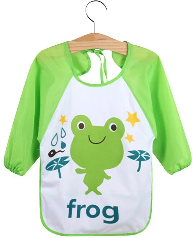 IDREAM Waterproof Long Sleeve Art Smock Bibs Apron for Painting Artwork Feeding (Frog)