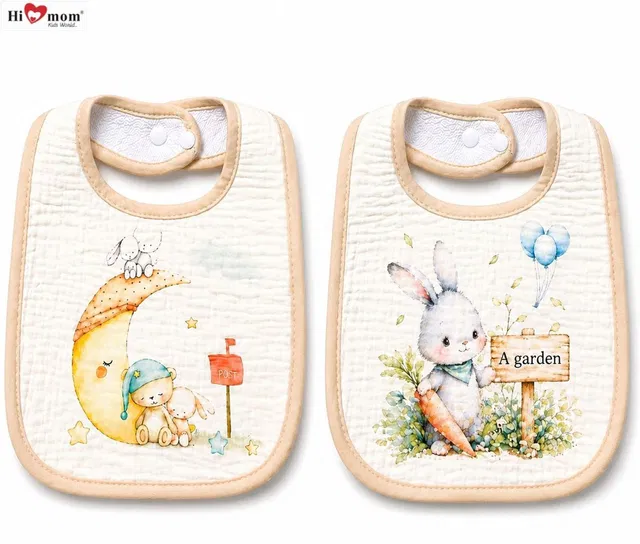 HI MOM Baby Bib Waterproof Apron Soft & Absorbent Feeding Bib for Newborn Babies/Infant