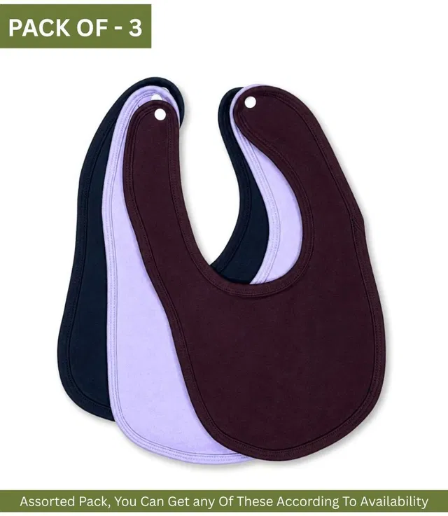 RIGO Cotton Terry Baby Feeding Bibs - Multicolor - Pack of 3(0-24 Months)