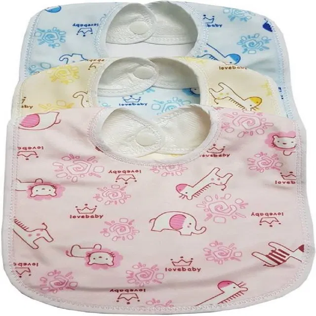 Hanu Enterprises Baby Bibs, Apron Fast Dry-Waterproof, Super Soft & Pure Cotton (Pack of 3 – Mixed Prints)