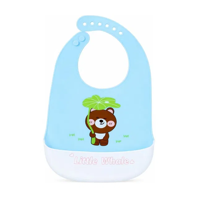Mummasafe Cute Cartoon Design Silicone Feeding Bib for Babies & Toddlers