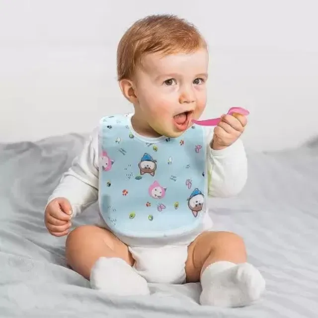 classy culture Baby Button Bibs Apron for Feeding and Drooling Button Double Layered Waterproof