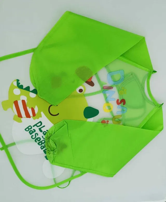 Wooattire Full Sleeves Apron Feeding Bib Washable Waterproof Bib for Newborns