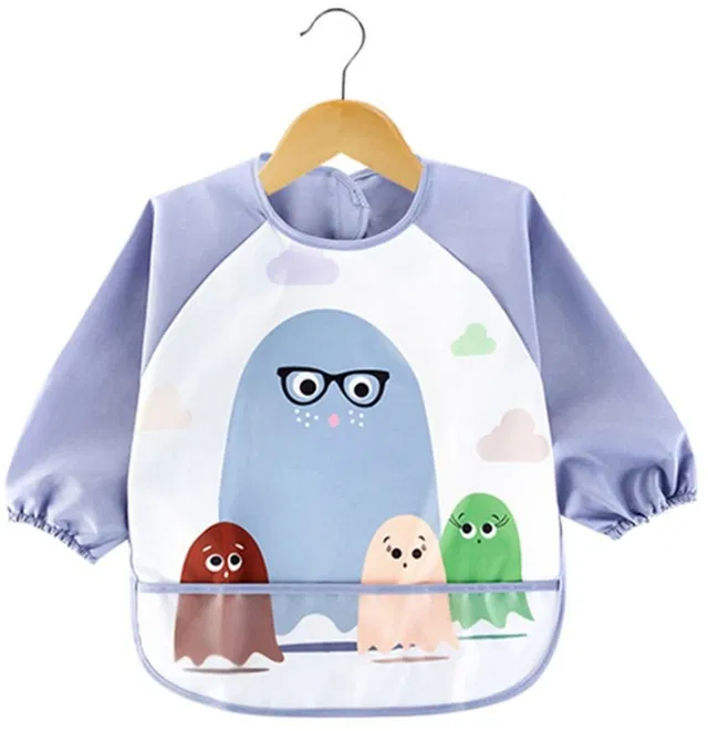 PATPAT Sleeved Bib Baby Bib with Pocket, Toddler Bib, Smock, Waterproof Fabric, Fits Bibs for Baby Girls 6 to 24 Months B