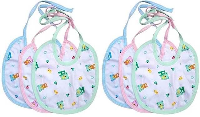 Sanchi Creation New Born Baby Organic Cotton Baby Bibs Apron Lariya Gigla Collar Cloth, Multicolor, 0-6 Months, Set of 6
