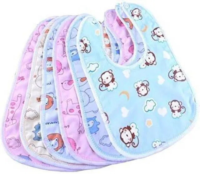 FLENGO Water-proof, Super Soft Cotton bibs, attached by button (pack of 6)