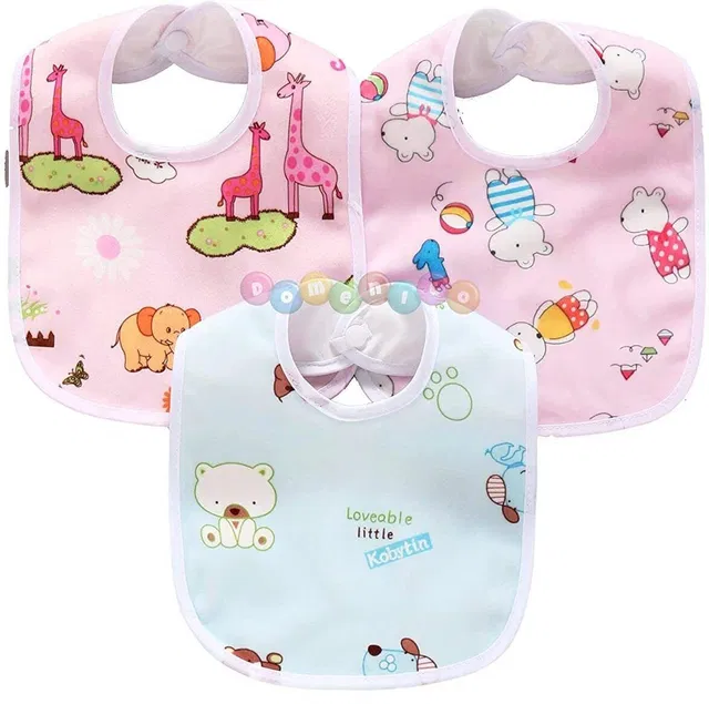 EMPOISON Baby Soft Feeding Bibs/Apron Cute Multi Print Waterproof Newborn Baby Bib Set 3