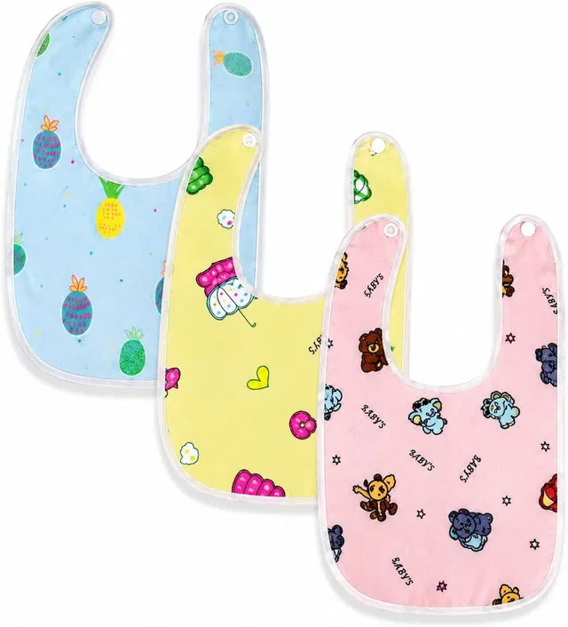 Tiyara Bib Set of 3|Waterproof & Soft Feeding for Babies|0-24 Months
