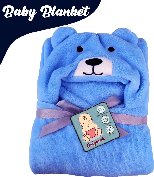 Pandaoriginals Solid Single Hooded Baby Blanket for  AC Room