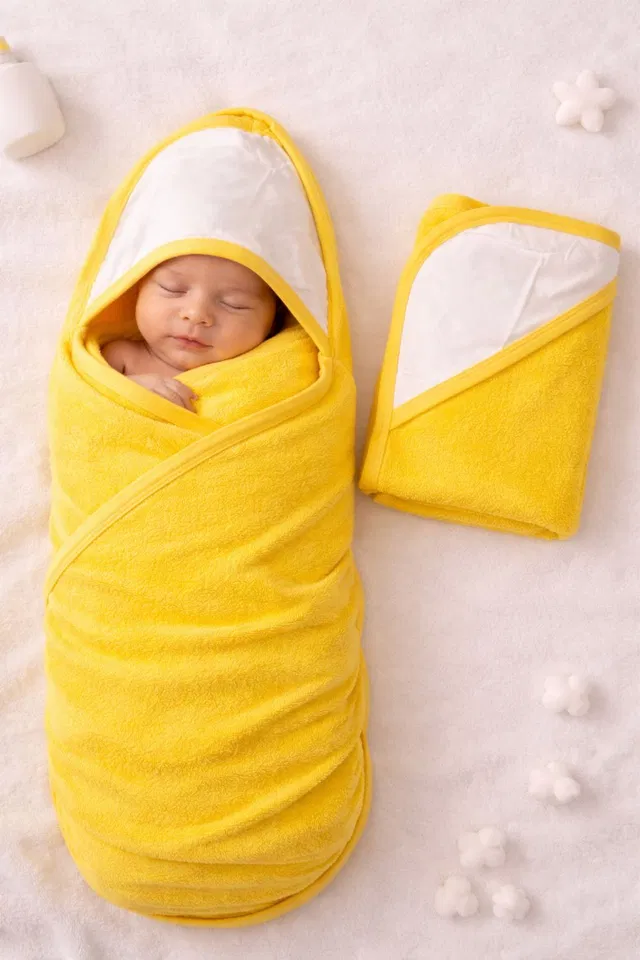 nazee Solid Single Hooded Baby Blanket for  AC Room