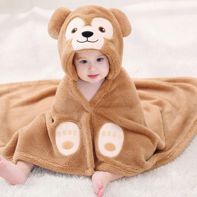 Tinitot Animal Crib, Single Hooded Baby Blanket for  AC Room