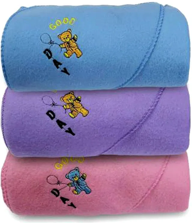 ShopGlobal Embroidered Crib Hooded Baby Blanket for  AC Room