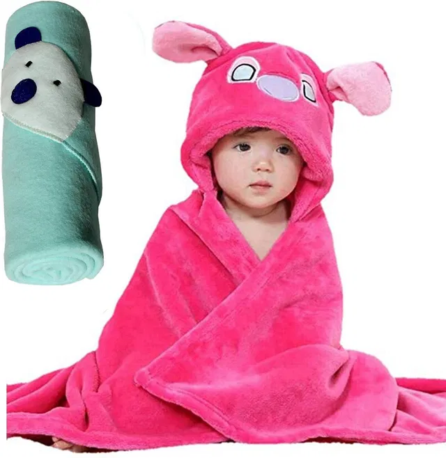 BABY ZONE Embroidered Crib Hooded Baby Blanket for  AC Room