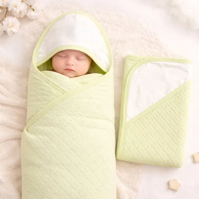nazee Solid Double Hooded Baby Blanket for  AC Room