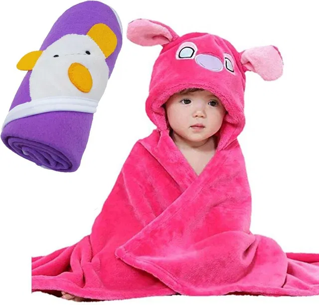 BABY ZONE Embroidered Crib Hooded Baby Blanket for  AC Room