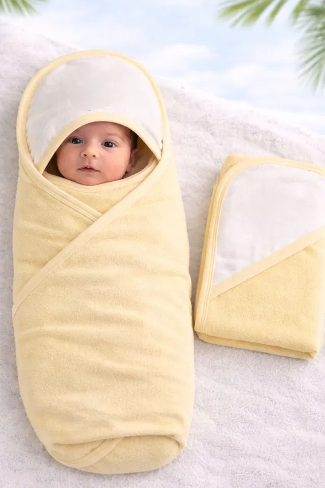 nazee Solid Double Hooded Baby Blanket for  AC Room
