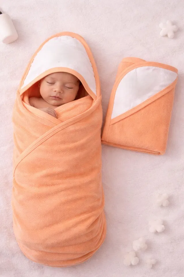 nazee Solid Single Hooded Baby Blanket for  AC Room