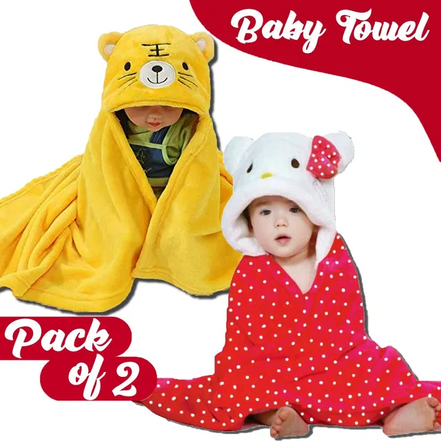 Pandaoriginals Embroidered Single Hooded Baby Blanket for  AC Room