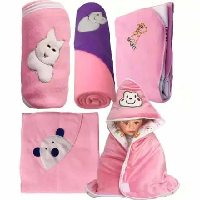 BABY ZONE Embroidered Crib Hooded Baby Blanket for  AC Room