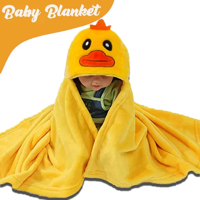 Pandaoriginals Solid Single Hooded Baby Blanket for  AC Room