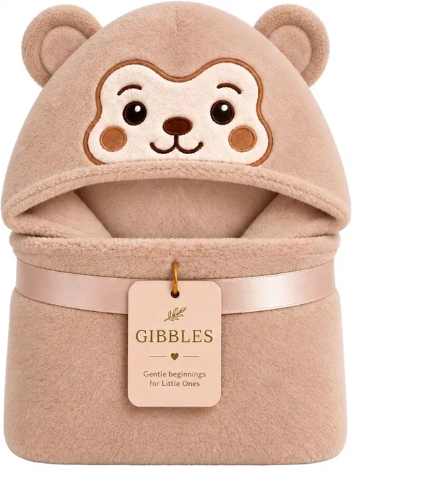 GIBBLES Animal Single Hooded Baby Blanket for  All Season