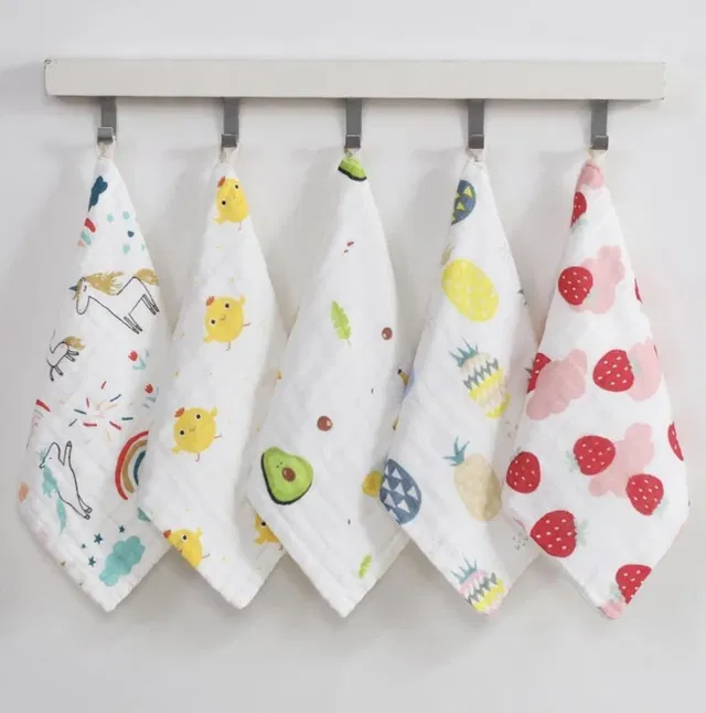 PKK TRADERS Printed Soft Cotton Handkerchief, Face Towels, Soft Napkin For Kids Multicolor