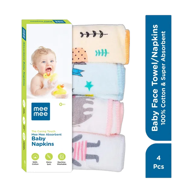 MeeMee Cotton 240 GSM Burp Cloth & Wash Cloth for Newborn Baby, 100 % Cotton with Ultra-Soft & Quick Absorbent Baby Face Towel Set