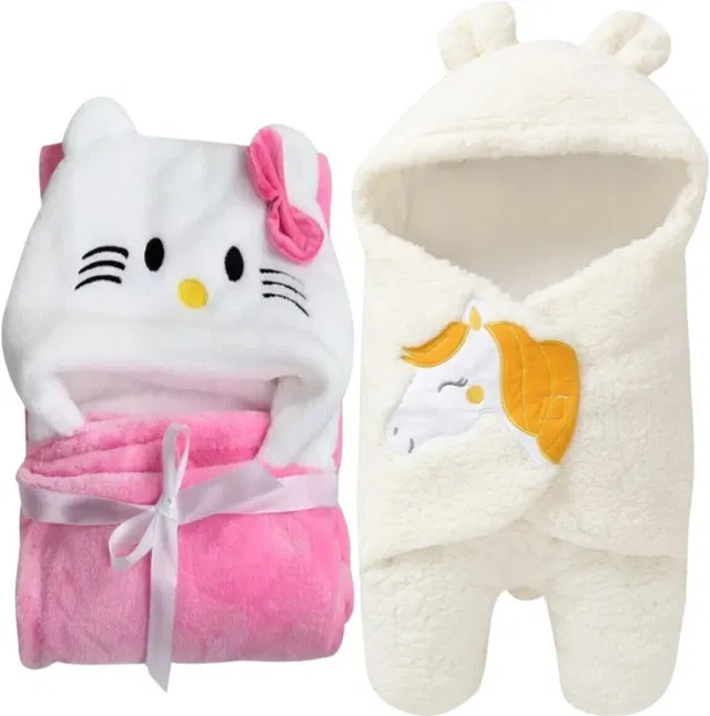 Aakriti Embroidered Single Hooded Baby Blanket for  Heavy Winter