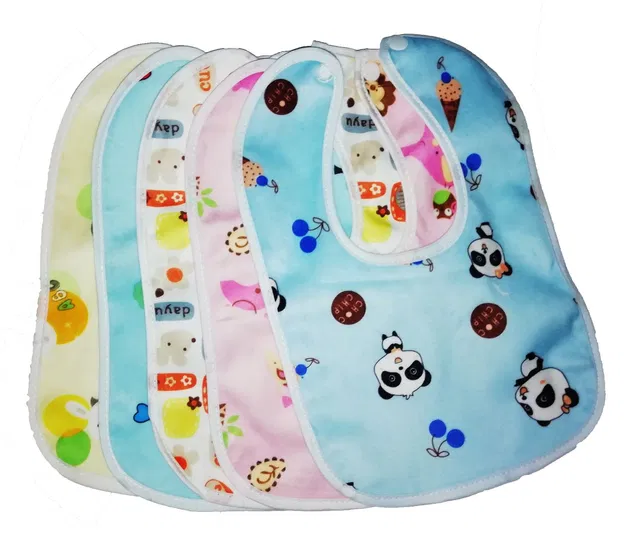NEPEE 5pcs/set Pure Cotton 360 Round neck Baby Bibs Random colour 0-3 years kids ( multicolour )