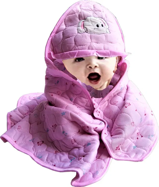 Ambiaim International Cartoon, Printed Single Hooded Baby Blanket for  Mild Winter
