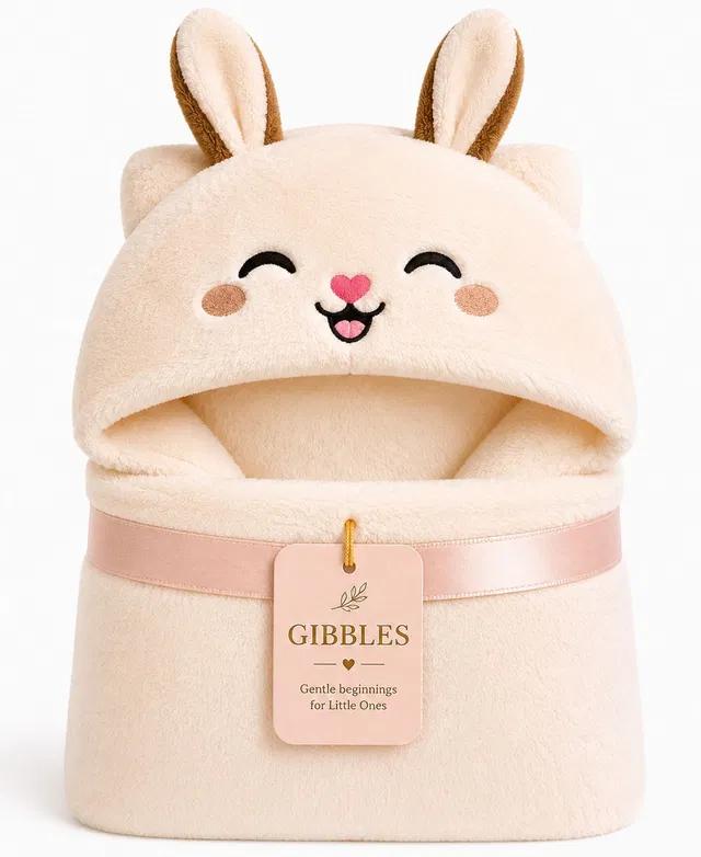 GIBBLES Animal Single Hooded Baby Blanket for  All Season