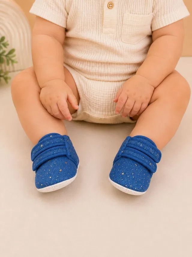 BAESD Baby Boys Star Design Denim Booties Blue-11 cms Booties