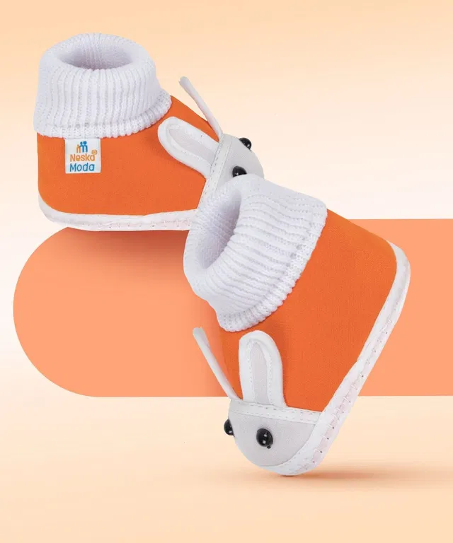 Neska Moda 3 To 12 Months Baby Boys & Baby Girls Cute Soft Cotton Pre-Walker Rabbit Face Booties