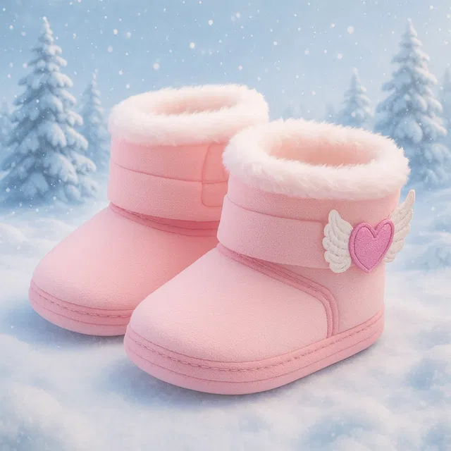 SYGA Soft Warm Baby Booties with Plush Fur Lining, Infant Crib Shoes for 0–12 Months Booties