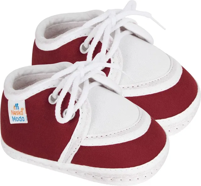 Neska Moda 0 To 6 Months Lace Newborn Soft Skin-Friendly Cotton Baby Booties