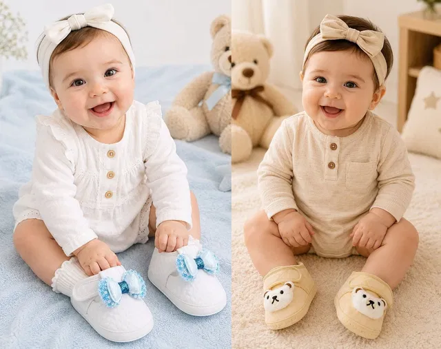 Nibletto 6 To 12 Months Set of 2 Cotton Baby Booties