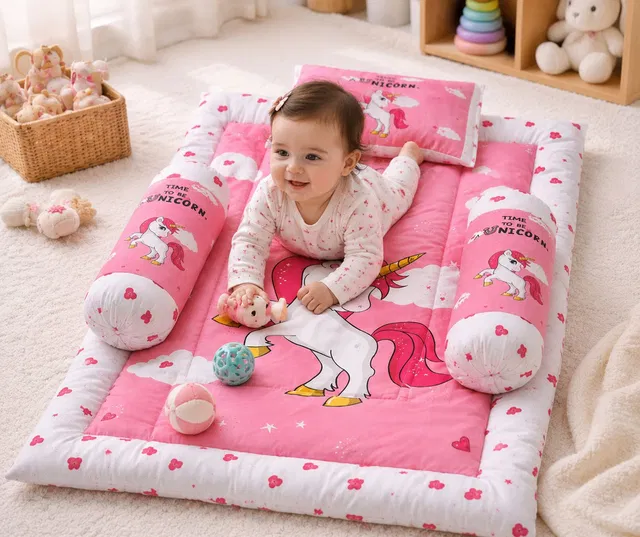 FOBIXEN Baby Bedding Set, Baby Bed Mattress, Sleeping Godari, For Newborn 3-in-1 Baby Sleeping Bed Printed