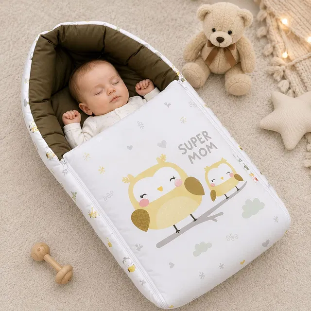 FOBIXEN Baby Bed, 3in1 Cotton Comfortable For New Born, Baby Carry Bag baby sleeping bed Oval-shaped portable baby nest crib design