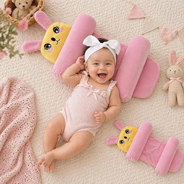 SharmaEnterpris Baby Pillow Cute Cartoon Plush Cushion with Side Adjustable Rollers for Babies Baby Pillow Solid