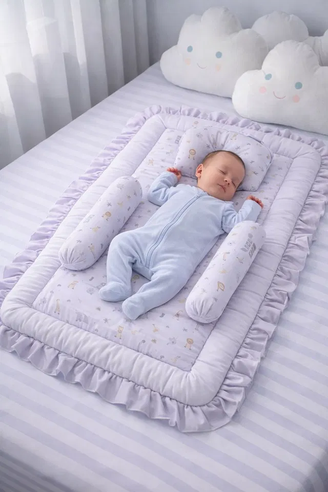 Vanray Fashion Ultra Soft Baby Mattress Bedding Set with Pillow and Protective Bolsters Baby Bedding Set Standard