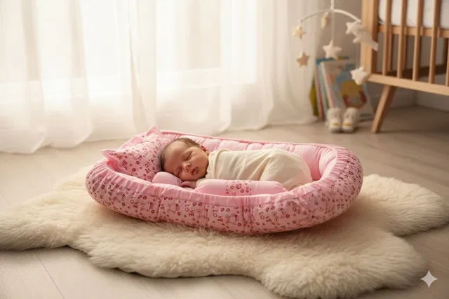 Geekay Enterprises Newborn Baby Bed & Bedding Set – Pink Baby Sleeping Bed Carry Bed Design