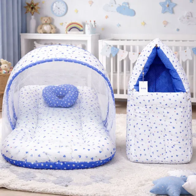 Fareto Baby Combo Of Bedding Mattress With Mosquito Net & S Bag(3-6 months) standard crib