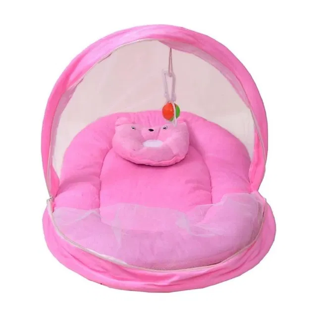 croox New Born baby bedding set with protective mosquito net, cute pillow and folding Pure Cotton mattress Convertible Standard