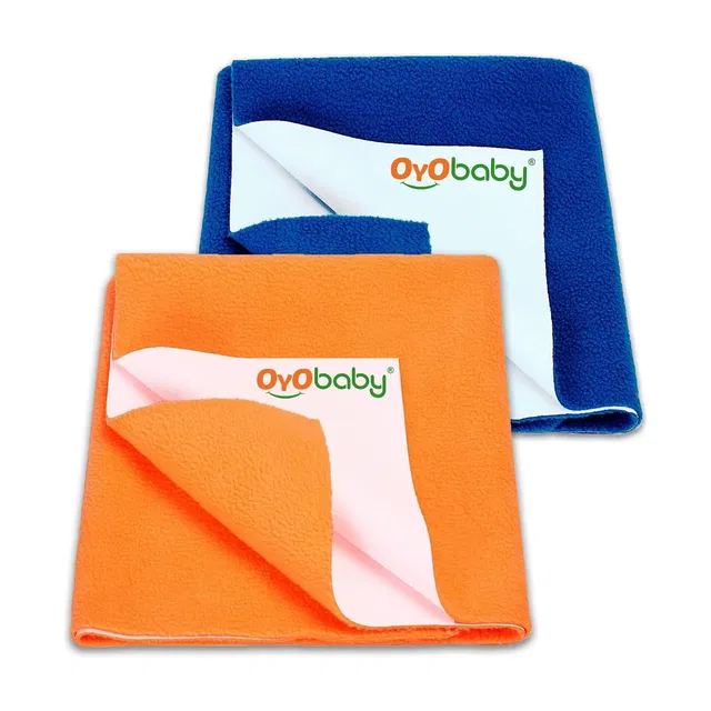 Oyo Baby Waterproof Baby Bed Protector Sheets(70cm X 50cm),Royal Blue+Peach Rectangle Rectangle