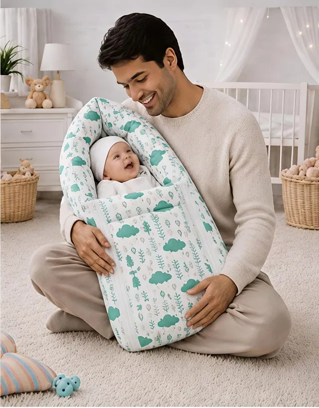 Infantcare Cotton Carrier Nest cum sleeping bag, Jungle Party ( Newborn - 3 Months) Standard Traditional