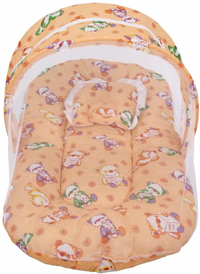 Fareto Baby Mosquito Net Bed(0-6 Months) (ORANGE) PRINT TEDDY