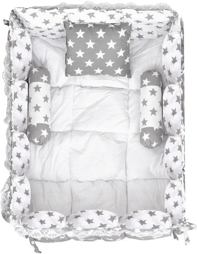 Fabrioza Grey 3 Pillows Cotton Baby Bed for 0-6 Month FZ-BB16 Baby bedding set Stars