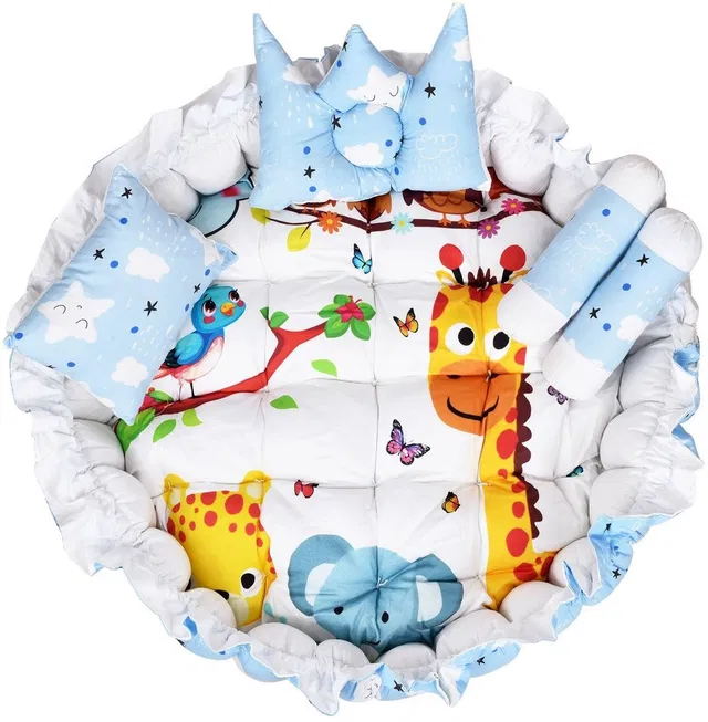 Fabrioza Multicolor 4 Pillows Cotton Baby Bed for 0-6 Month FZ-BB09 Baby bedding set Animals