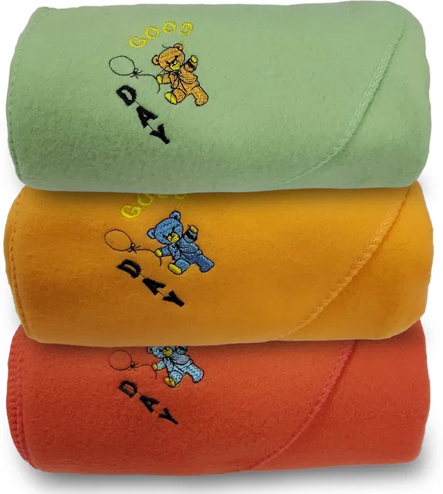 Gargshope Set of 3 Baby Blanket (Multicolor) Hooded New Born