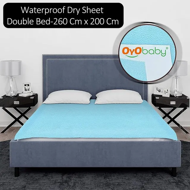 Oyo Baby Waterproof Sheet Bed Protector(Double Bed Size (260cm X 200cm), Blue) Rectangle Rectangle